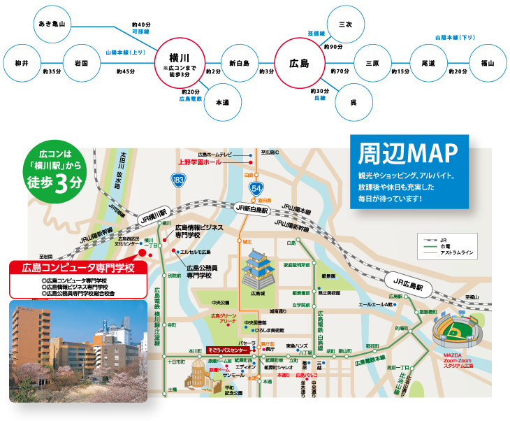 公共交通機関と周辺マップ